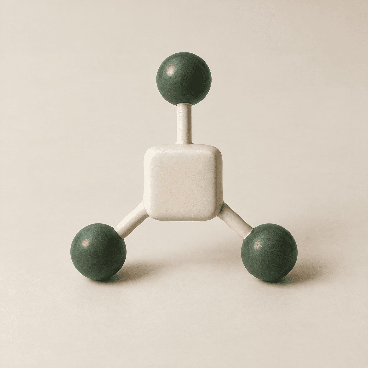 Ivory company square with three green nodes — many owners, one company